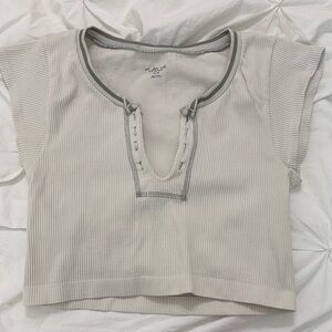 Urban Outfitters Cream Ribbed Top